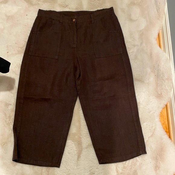 Chico's Pants & Jumpsuits Chicos Brown Linen Capris Poshmark